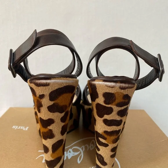 Christian Louboutin Ron Ron Zeppa Leopard Pony Calf Hair Wedge size 40